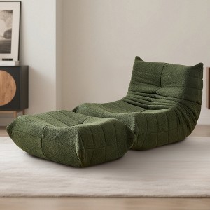 BDELITE Bean Bag Chairs for Adults with Ottoman , Foam Comfy Reading Chair for Bedroom & Living Room - 1 of 4