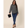 Seta T Women's Round Neck Long Sleeve Back Split Curved Hem Striped Knit Sweater - 2 of 4