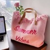 FATMOON Personalized Embroidered Tote Bag - Large Capacity Travel Shoulder Bag for Women, Lettering Canvas Tote for Daily Wear - 2 of 4