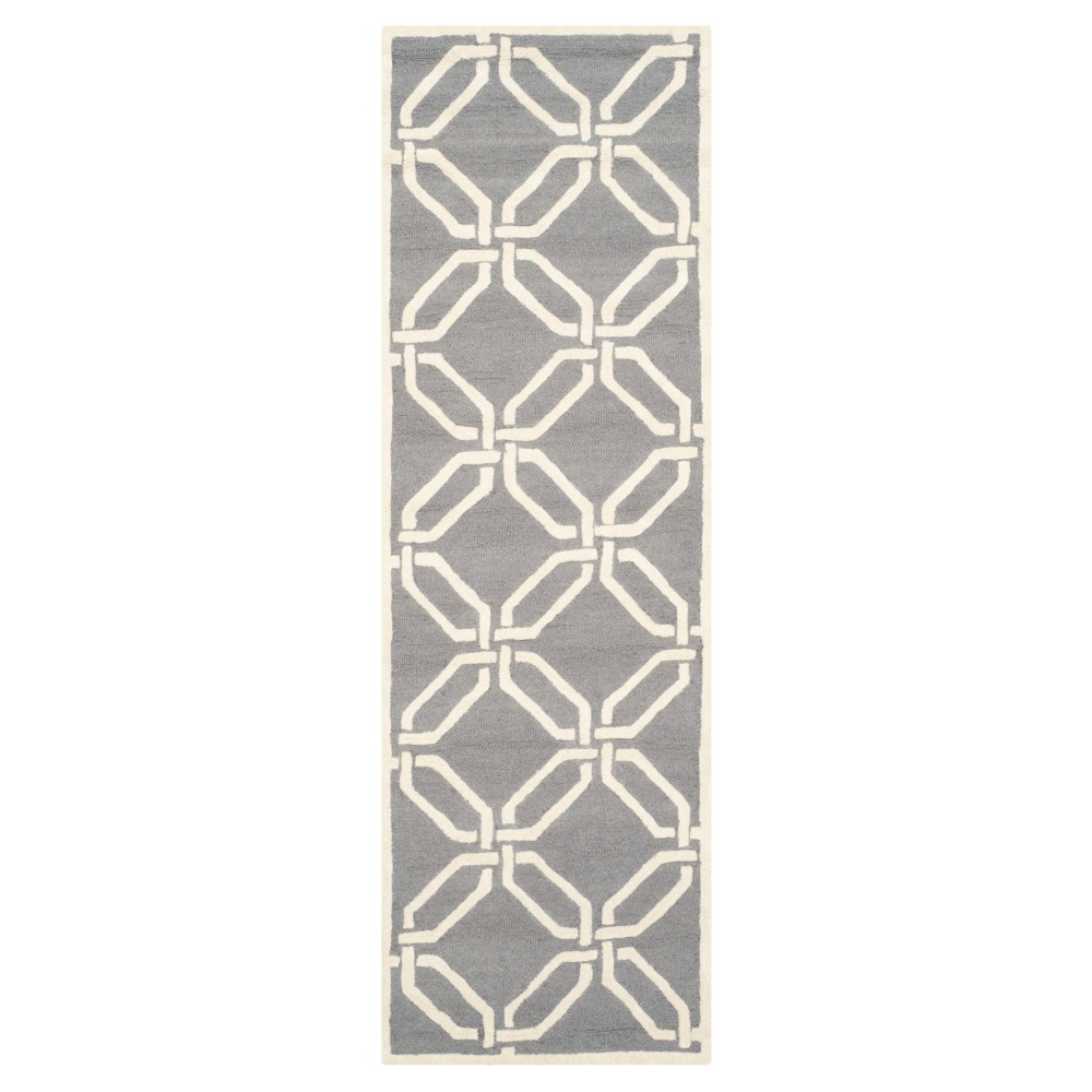 2'6inx8' Runner Bellina Textured Rug Dark Gray/Ivory - Safavieh