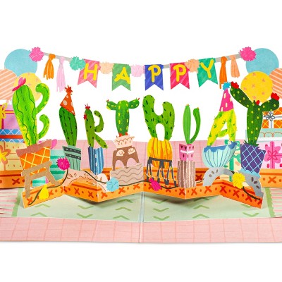 Paper Love 3D Happy Birthday Cactus Pop Up Card, for Adults or Kids - 5" x 7" Cover - Includes Envelope and Note Tag
