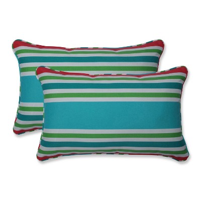 2pk Aruba Stripe Rectangular Throw Pillows Blue - Pillow Perfect