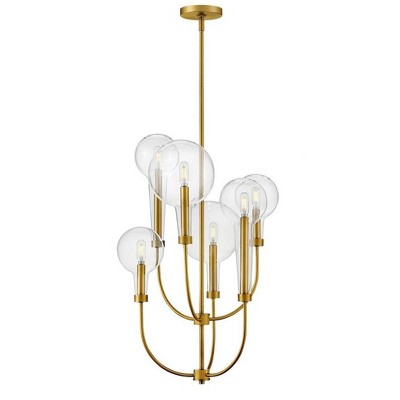 Alchemy 6-Light Lacquered Brass Cage Chandelier with Clear Glass