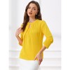 INSPIRE CHIC Women's Work Office Keyhole Pleated Front Ruched 3/4 Sleeve Chiffon Blouse - 4 of 4