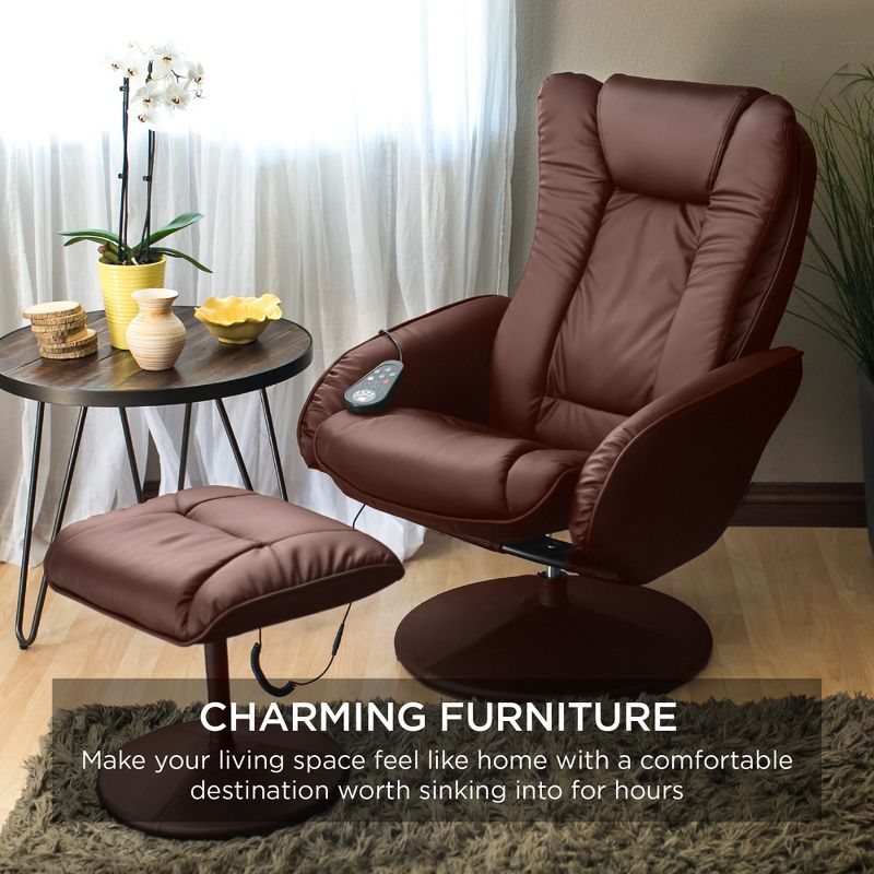 Best Choice Products Faux Leather Electric Massage Recliner Chair w/ Stool Ottoman, Remote Control, 5 Modes, 3 of 8