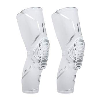 Unique Bargains 2pcs Compression Knee Braces EVA Padd Leg Sleeves Protector Nylon White Size 2XL