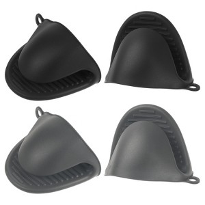 Unique Bargains Heat Resistant Kitchen Utensil Sets Silicone Oven Mitts 4 Pcs - 1 of 4