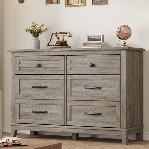 6 Dresser for Bedroom, 47" Wide Drawer Dresser with Storage Freestanding, Wooden Closet Storage Chest - 1 of 4