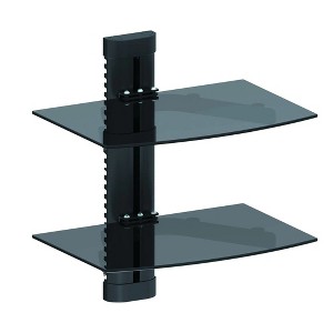 Promounts Tempered Glass Floating Double Wall Shelf, Holds Up to 35 lbs - 1 of 4