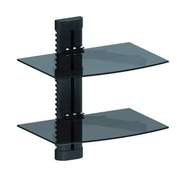 Promounts Tempered Glass Floating Double Wall Shelf, Holds Up to 35 lbs