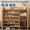 Rattan Shoe Storage Cabinet, 5 Tier Wooden Shoe Organizer with Adjustable Shelf, 41" Tall Freestanding Shoe Rack for Entryway Living Room - 4 of 4