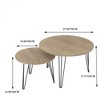 PDTEND 27.56'' Round Nesting Coffee Table Set of 2 with Wooden Tabletop and Sturdy Metal Base - 2 of 4