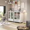 Angel Sar Small Display Cabinet with Glass Doors and Drawer, Curio Cabinet for Dining Room, Living Room, or Entryway, White - 2 of 4