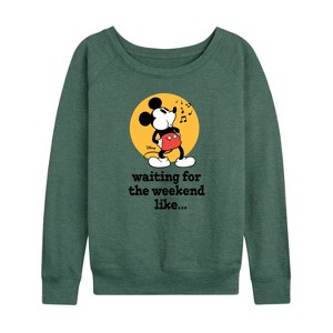 Women's - Disney - Mickey & Friends Lightweight French Terry Wide Neck Long Sleeve Shirt - 1 of 4