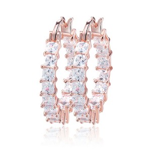 Hoop Earrings for Women Princess Cubic Zirconia White Gold Plated Ginger Lyne Collection - 1 of 4