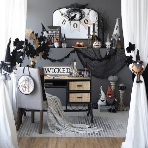 Whisen Fabric Pumpkin Decor, Holiday Halloween Decoration - Black & White - 1 of 4