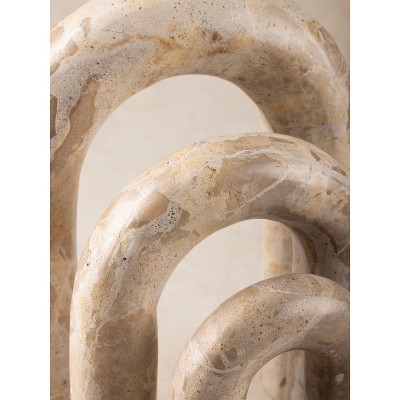 Set of 3 Beige and Brown Marble Arch Figurines