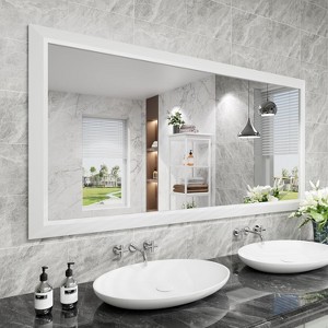 Apmir High-Strength Tempered Glass and Aluminum Alloy Framed French Cleat Mounted Wall Decor Mirror in matte black with 5-Year Warranty - 1 of 4