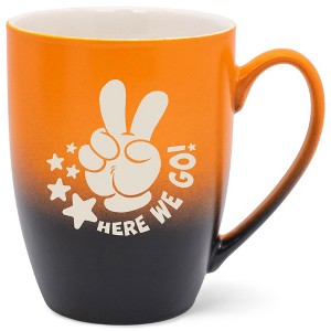 100 North Peace Sign 10 Ounce Orange and Black Two Toned Ombre, Comfortably Fits Your Hands, Ceramic Tea Coffee Cup Mug, Here We Go! - 1 of 1