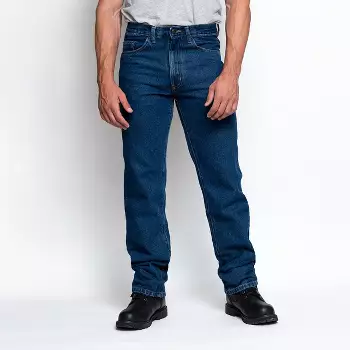 Blue Men's Regular Fit 5 Pocket Cotton Jeans | Medium Wash 32w X Target