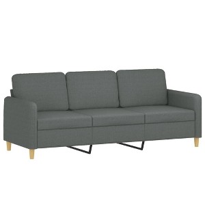 vidaXL Modern 3-Seater Sofa in Dark Gray Fabric - Comfortable Seating with Thick Padding & Breathable Upholstery - Sturdy Metal Frame Construction - 1 of 4