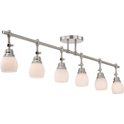 Elm Park Brushed Nickel 6-Light Adjustable Track Fixture with Glass Shades
