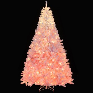 Tangkula Artificial Christmas Tree Hinged Snow Flocked Xmas Tree w/ 456/820/1264/1774 Branch Tips - 1 of 4