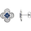 Pompeii3 .70CT Diamond & Blue Sapphire Clover Studs Earrings 14K White Gold - 2 of 4