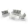 Outdoor Loveseat, Sofa Chair with Cushion, HIPS Frames, Stainless Steel Hardware, Comfortable Armrests Garden Sofa Furniture for Porch, Balcony White - 4 of 4