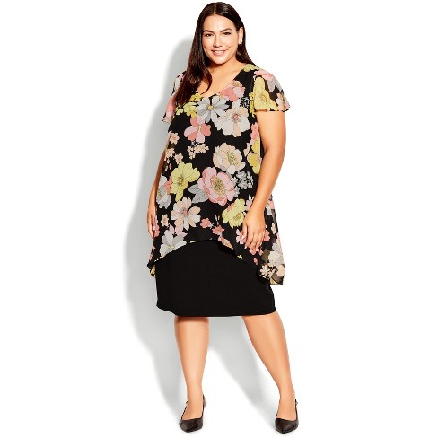 Avenue  Women's Plus Size Emilia Overlay Dress - Black - 22w/24w : Target