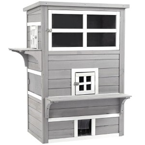 Resenkos Cat Cage, Cat Crate Kennel Enclosure Playpen,Outdoor Cat House, 3-Tier Kitty Shelter with 5 Escape Doors, Weather Resistant,  & Black - 1 of 4