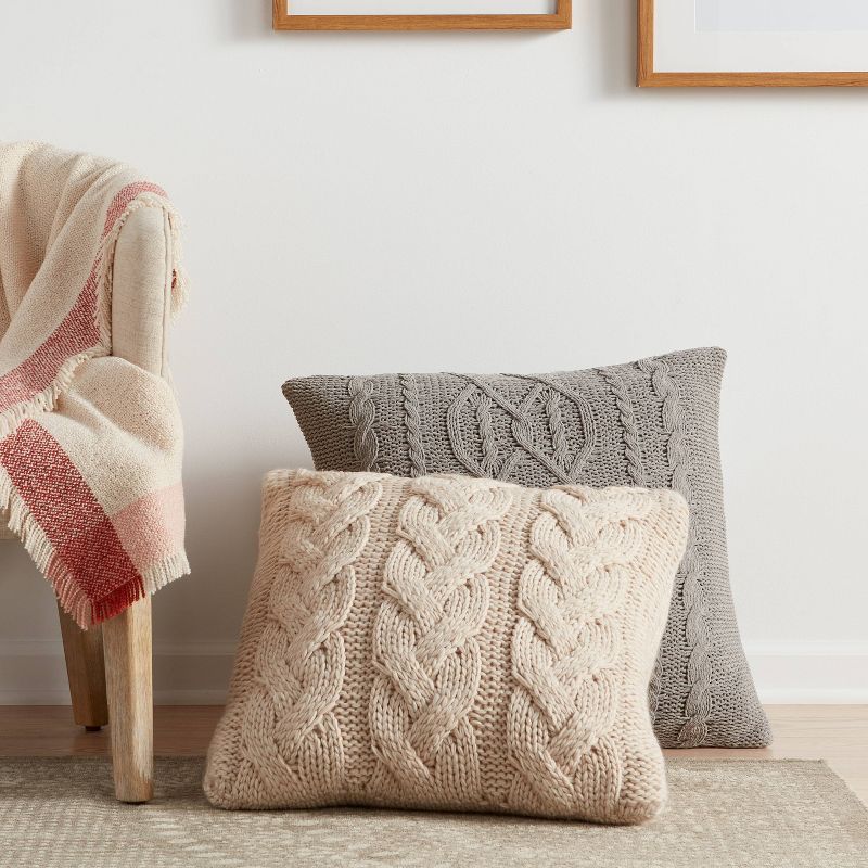 Oversized Cable Knit Chenille Throw Pillow - Threshold&#153;, 3 of 12
