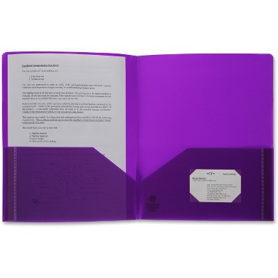 Business Source Poly Portfolio 2 Pocket LTR .3mil Purple 20879