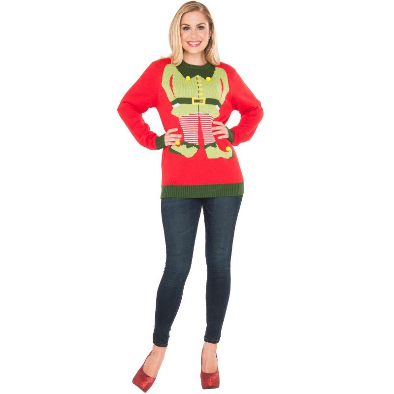 Rubie's Red Elf Sweater Adult Costume, 1 of 2