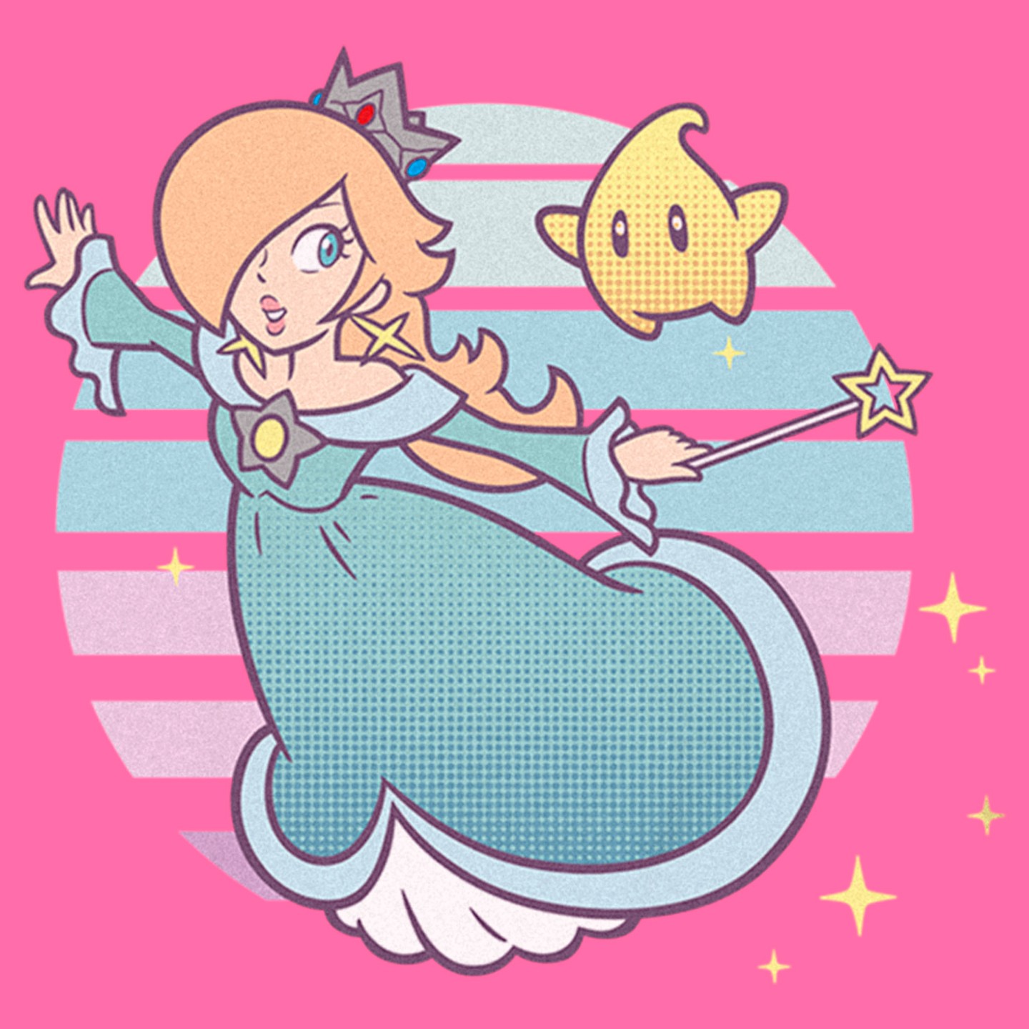 Футболка Nintendo Super Mario Bros Rosalina And Luma Crop T-Shirt - Light Pink для девочек, цвет: Светлый розовый — фото 2