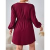 Women's Plus Size V Neck Wrap Dress Casual Long Sleeve High Waist Party Business Work Blazer Midi Dress - 4 of 4