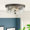Dewdrop Vintage Oil Rubbed Bronze 2-Light Stone Ripple Glass Flush Mount Ceiling Light - 3 of 4
