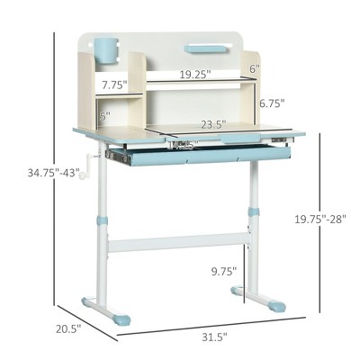 Dimensions of desk with measurements in inches