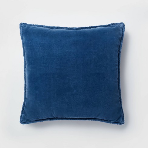 Oversized Square Washed Velvet Pillow With Fringe Threshold