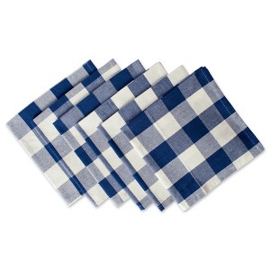Design Imports  Buffalo Check Cotton  Napkin Set 6 Piece, Navy & Cream, 20X20" - 1 of 4