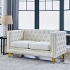Velvet Chesterfield 2-Seater Sofa,Tufted Loveseat with Metal Legs & Nailhead Trim for Living Room - 2 of 4
