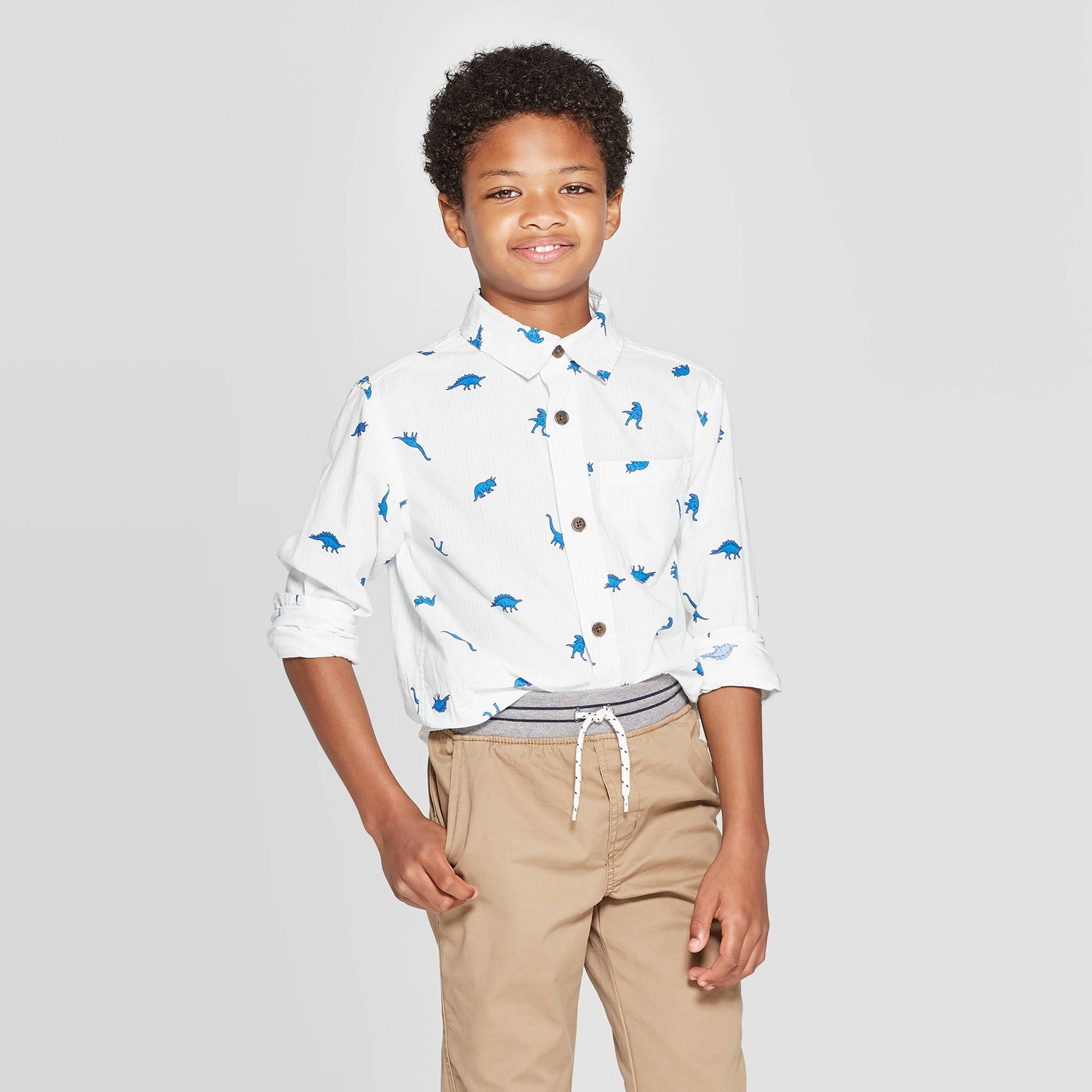 Boys' Long Sleeve Button-down Shirt - Cat & Jack™ White S : Target