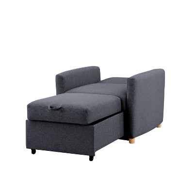 Navy Blue Convertible Sleeper Accent Chair with Wood Legs