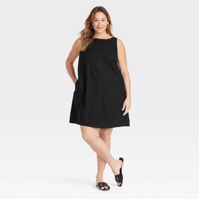 Women's Linen Woven Mini Shift Dress - Ava & Viv™