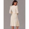 Seta T Women's Puff Long Sleeve Crewneck Tie Waist A-Line Ribbed Knit Midi Sweater Dress - 4 of 4