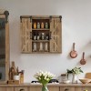 LuxenHome Farmhouse Wood Sliding 2-Door Wall Storage Cabinet Brown - 2 of 4