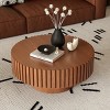 Solid Wood Round Living Room Coffee Table,Side Table With MDF Pedestal,Handcraft Design Small Space Wooden Coffee Table-Coolbibila - 2 of 4