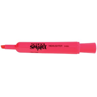 School Smart Highlighter, Chisel Tip, Tank Style, Pink, pk of 48