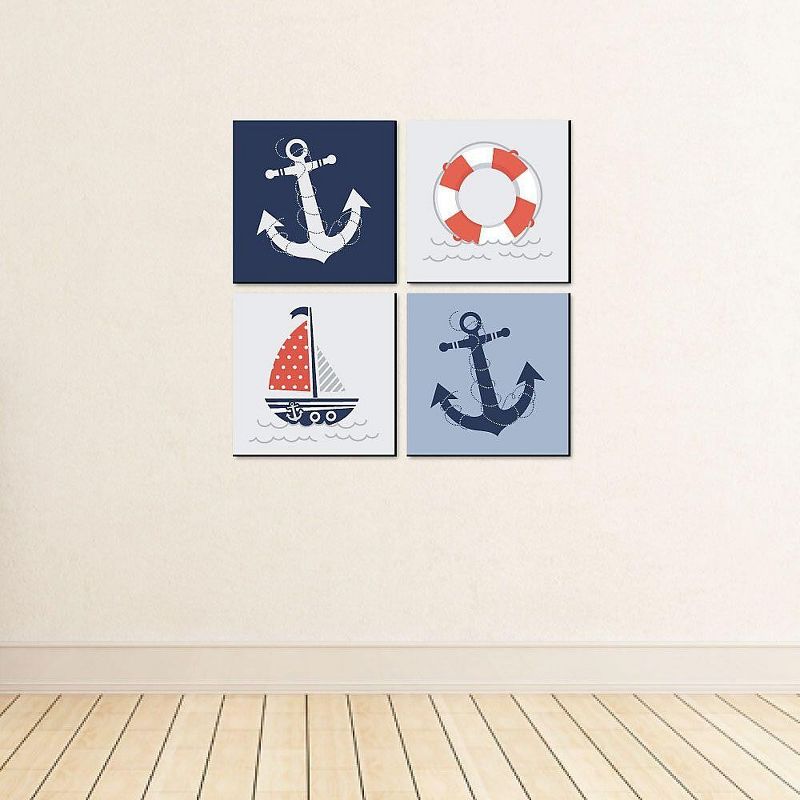 Big Dot of Happiness Ahoy - Nautical - Kids Room, Nursery Decor and Home Decor - 11 x 11 inches Kids Wall Art - Set of 4 Prints, 3 of 9