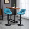 HOMCOM Modern Bar Stools Set of 4 Swivel Bar Height Barstools Chairs with Adjustable Height, Round Heavy Metal Base, and Footrest, Blue - 3 of 4